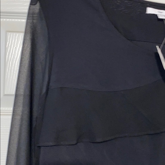 New Gap Black sheer sL Ruffle scoop Neck Top L - Picture 3 of 3